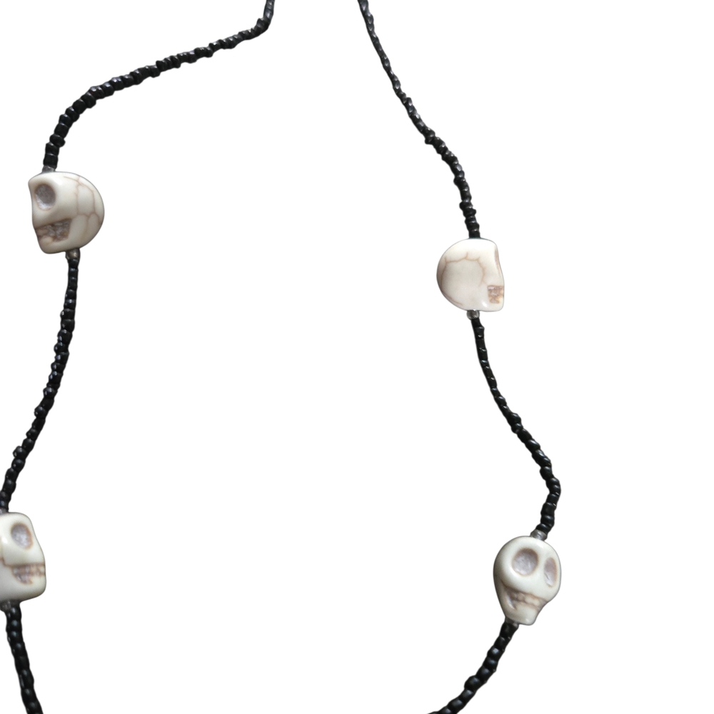 Skull Bead Necklace - Black and White